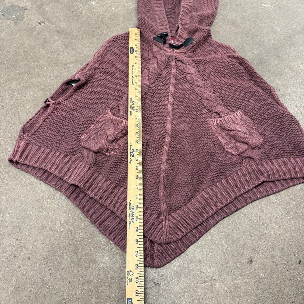 Diesel Mauve Wool Blend Weaved Knitted Poncho Hooded Asymmetric Hem Size Small - Picture 8 of 8